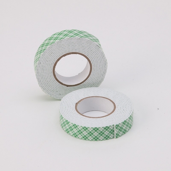 Double Side Foam White PE Foam Tape With Green Plaid Release Paper